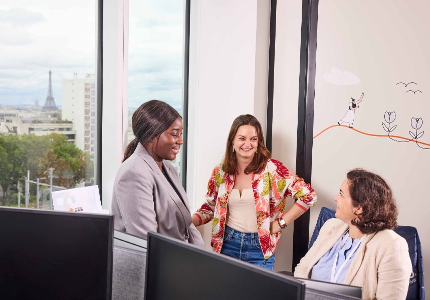 Team members connecting and collaborating in the workplace.